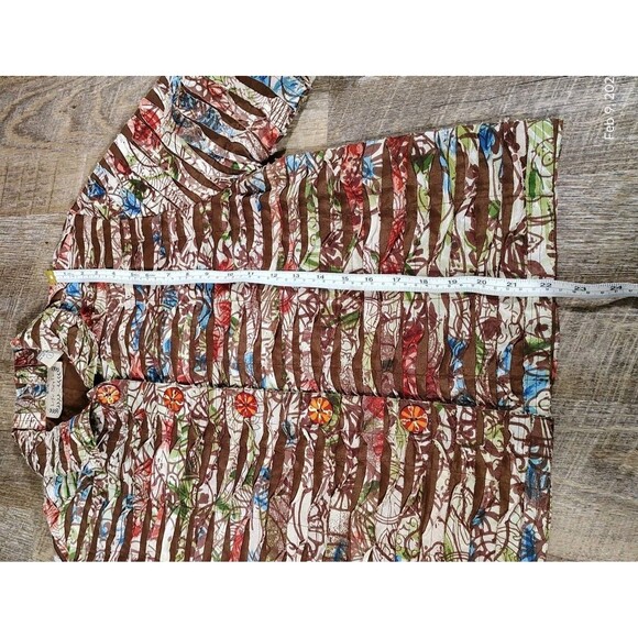 Vintage Lifestyle Womens Textured Jacket Size L Abstract Print Button Front Boho - Picture 7 of 8